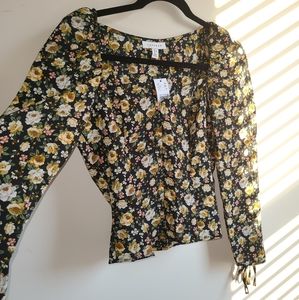 Topshop floral print  sweetheart-neck top size 8